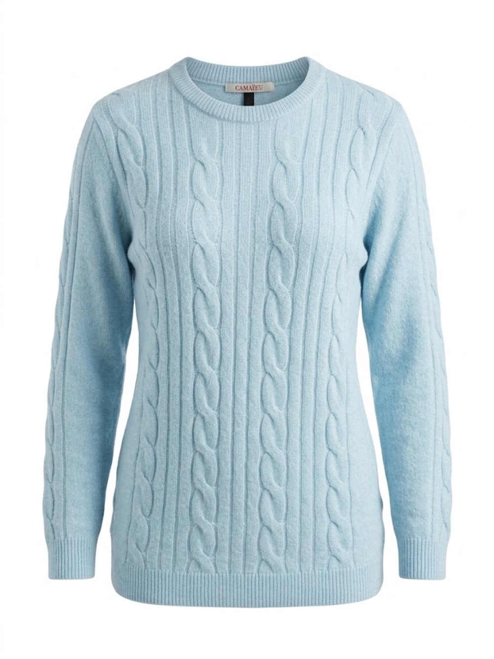 Camaïeu Light Blue Cable Crewneck Sweater